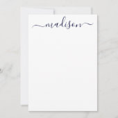 名前をカスタムするタイポグラフィブルー&ホワイト ノートカード (正面)