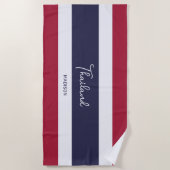 名前をカスタムするタイランドカラー ビーチタオル (正面)