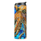 名前をカスタムするタコブルー海波ミニマリズム タンブラー (回転左)