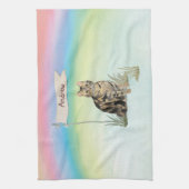 名前をカスタムするタビーキャットペット キッチンタオル (縦)