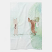 名前をカスタムするタンダシュンドペットドッグ キッチンタオル (縦)