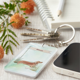 名前をカスタムするタンダシュンドペットドッグ キーホルダー