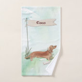 名前をカスタムするタンダシュンドペットドッグ バスタオルセット (ハンドタオル)