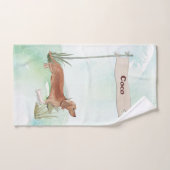 名前をカスタムするタンダシュンドペットドッグ バスタオルセット (ハンドタオル)