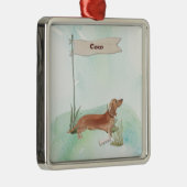 名前をカスタムするタンダシュンドペットドッグ メタルオーナメント (右)