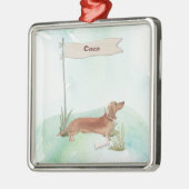 名前をカスタムするタンダシュンドペットドッグ メタルオーナメント (左)