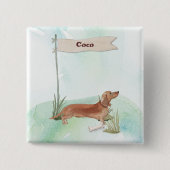 名前をカスタムするタンダシュンドペットドッグ 缶バッジ (正面)