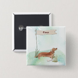 名前をカスタムするタンダシュンドペットドッグ 缶バッジ