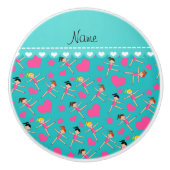 名前をカスタムするターコイズの少女体操選手はハートスター セラミックノブ (正面)