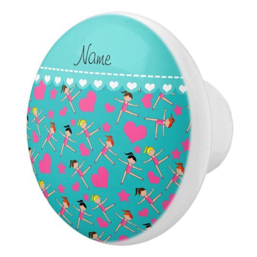 名前をカスタムするターコイズの少女体操選手はハートスター セラミックノブ (右)