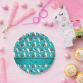 名前をカスタムするターコイズオールドイングリッシュシープドッグドッグ ペーパープレート (パーティー)