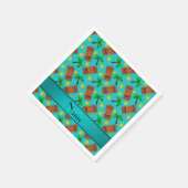 名前をカスタムするターコイズチキパイナップルヤシの木 スタンダードカクテルナプキン (角)