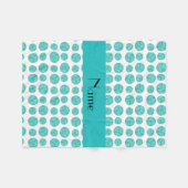 名前をカスタムするターコイズバレーボールパターン フリースブランケット (正面(横))