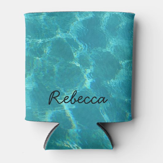 名前をカスタムするターコイズプールウォーター 缶クーラー (正面)