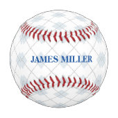 名前をカスタムするダアーガイル柄のイヤモンドパターン 野球ボール (裏面)