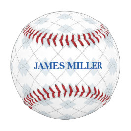 名前をカスタムするダアーガイル柄のイヤモンドパターン 野球ボール