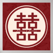 名前をカスタムするダブル中国のハピ結婚ネス ポスター (正面)