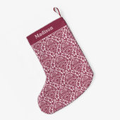 名前をカスタムするダマスクパターンクリスマスストッキング スモールクリスマスストッキング (裏面 (吊り時))