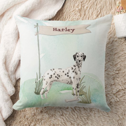 名前をカスタムするダルマチアペットドッグ クッション (ブランケット)