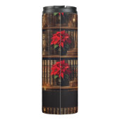 名前をカスタムするダークアカデミアポインセチア本棚 タンブラー (裏面)