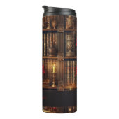 名前をカスタムするダークアカデミアポインセチア本棚 タンブラー (回転右)