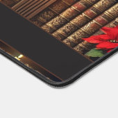 名前をカスタムするダークアカデミアポインセチア本棚 デスクマット (コーナー)