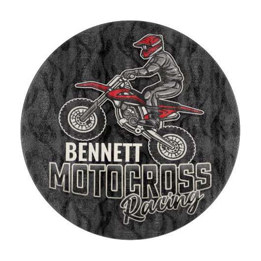 名前をカスタムするダートバイクライダーモトクロスレーシング カッティングボード (正面)