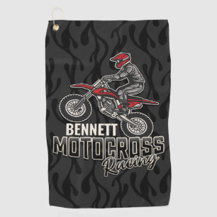 名前をカスタムするダートバイクライダーモトクロスレーシング ゴルフタオル