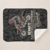 名前をカスタムするダートバイクライダーモトクロスレーシング シェルパブランケット (正面(横))