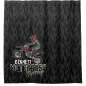 名前をカスタムするダートバイクライダーモトクロスレーシング シャワーカーテン (正面)