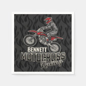 名前をカスタムするダートバイクライダーモトクロスレーシング スタンダードカクテルナプキン (正面)