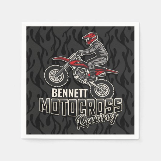 名前をカスタムするダートバイクライダーモトクロスレーシング スタンダードカクテルナプキン (正面)