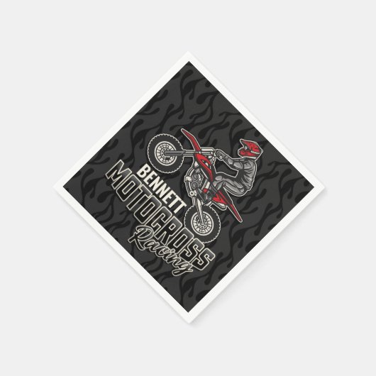名前をカスタムするダートバイクライダーモトクロスレーシング スタンダードカクテルナプキン (角)