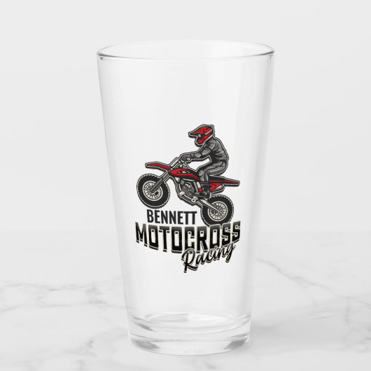 名前をカスタムするダートバイクライダーモトクロスレーシング タンブラーグラス (正面)