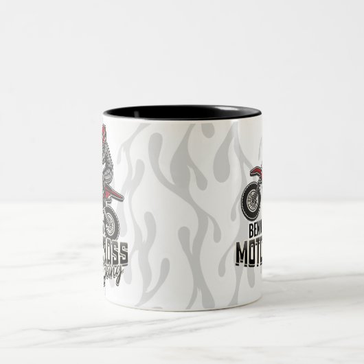 名前をカスタムするダートバイクライダーモトクロスレーシング ツートーンマグカップ (中央)