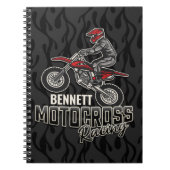 名前をカスタムするダートバイクライダーモトクロスレーシング ノートブック (正面)