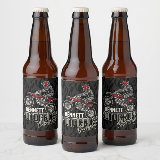 名前をカスタムするダートバイクライダーモトクロスレーシング ビールラベル (ボトル)