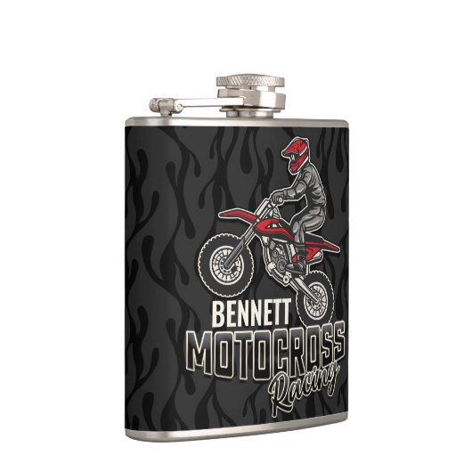 名前をカスタムするダートバイクライダーモトクロスレーシング フラスク (右)