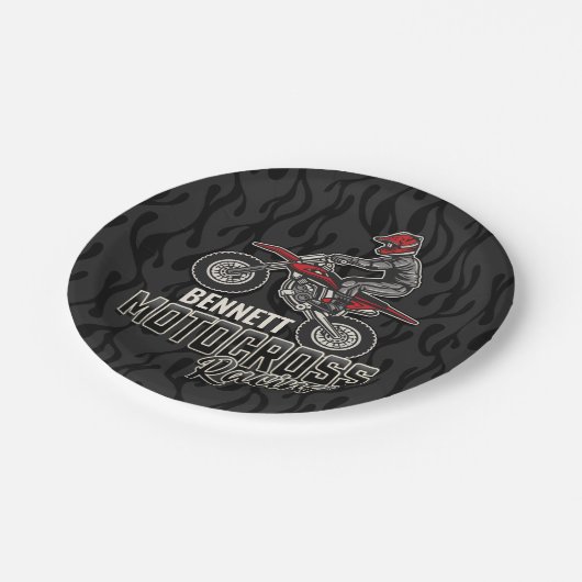 名前をカスタムするダートバイクライダーモトクロスレーシング ペーパープレート (アングル)