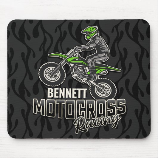 名前をカスタムするダートバイクライダーモトクロスレーシング マウスパッド (正面)