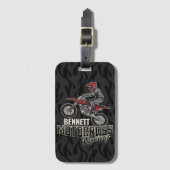 名前をカスタムするダートバイクライダーモトクロスレーシング ラゲッジタグ (正面縦)