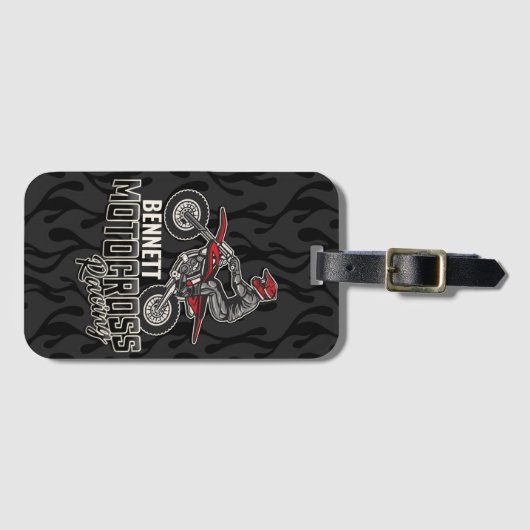 名前をカスタムするダートバイクライダーモトクロスレーシング ラゲッジタグ (正面横)