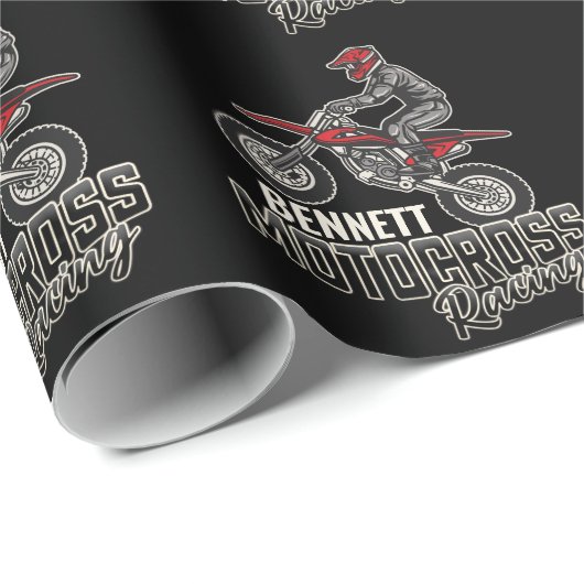 名前をカスタムするダートバイクライダーモトクロスレーシング ラッピングペーパー (ロールコーナー)