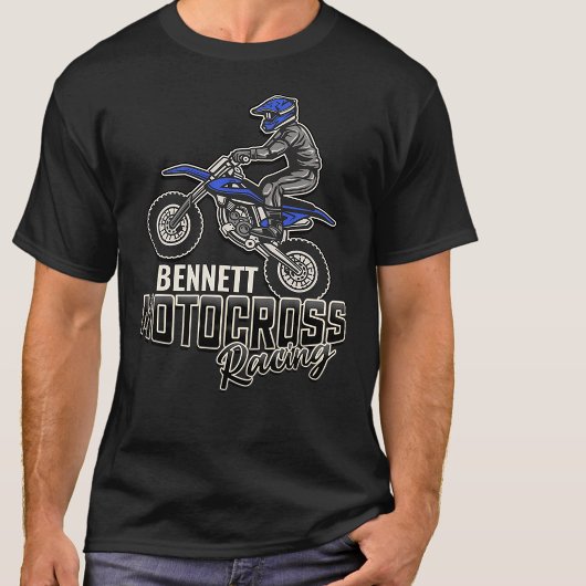 名前をカスタムするダートバイクライダーモトクロスレーシング Tシャツ