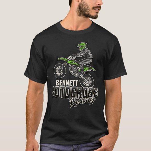 名前をカスタムするダートバイクライダーモトクロスレーシング Tシャツ (正面)