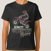 名前をカスタムするダートバイクライダーモトクロスレース Tシャツ