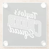 名前をカスタムするチアリーダー学校大学応援分隊 ガラスコースター (裏面)