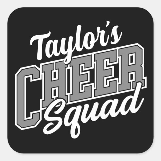名前をカスタムするチアリーダー学校大学応援分隊 スクエアシール (正面)