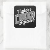 名前をカスタムするチアリーダー学校大学応援分隊 スクエアシール (バッグ)