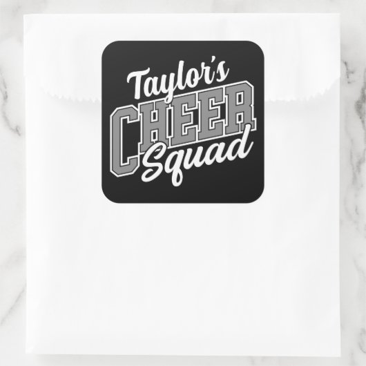 名前をカスタムするチアリーダー学校大学応援分隊 スクエアシール (バッグ)